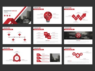 red abstract presentation templates, infographic elements template flat design set for annual report