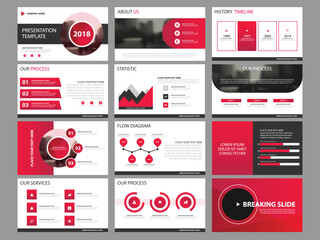 red abstract presentation templates infographic