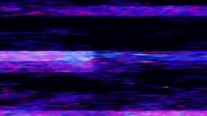 Poster - Abstract video with purple, blue, and pink horizontal streaks on black background, symbolizing digital glitch, data stream, or corrupted signal