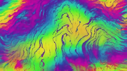 Poster - Abstract video with vibrant, multicolored, wave-like patterns, suggesting energy, flow, and transformation