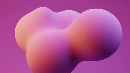 Poster - Abstract 3D rendering of rounded shapes connected to form a soft, organic-looking form with a gradient of pink and orange hues.
