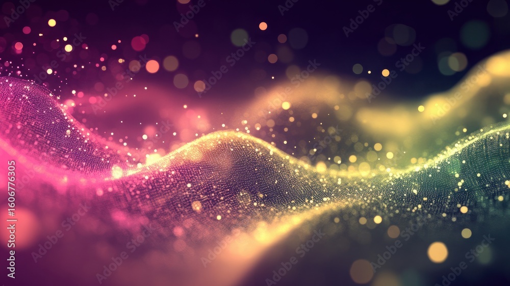 Colorful Abstract Wave with Sparkling Particles and Ethereal Light ...