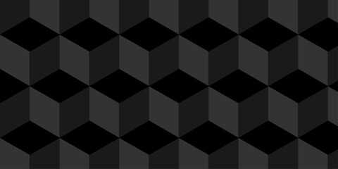 Fototapete - Black and gray checkered fabric texture. Black design triangle cube and mosaic vintage wallpaper. Vector square seamless design.	
