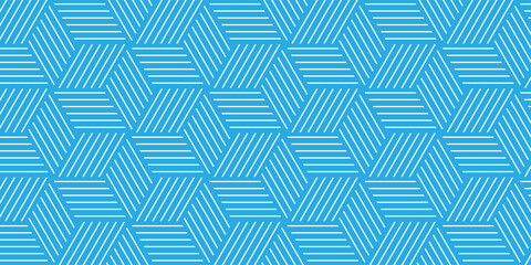 Fototapete - Seamless pattern Abstract geometric with stripes. White and blue ornament. Vector geometrical diagonal fabric waves seamless texture.	
