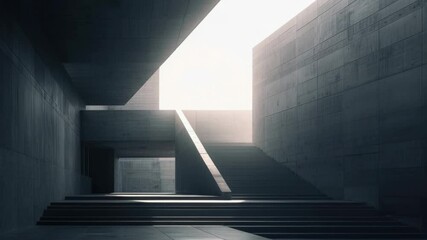 Poster - An empty room with stairs leading up to a skylight, great for interior design or architecture concepts