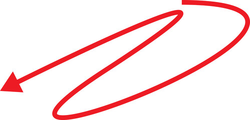 Poster - Red arrow swirl with downward direction on black background