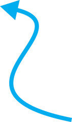 Poster - Bright blue curved arrow pointing upwards and left on black background