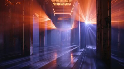 Poster - A room with natural light pouring in through the beams, great for interior design or architecture concepts