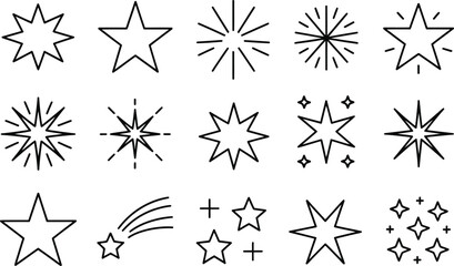 Poster - Black Starburst and Star Outlines on White Background
