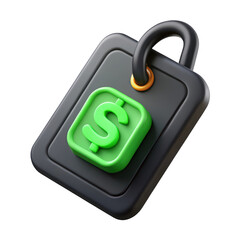 Poster - 3d rendered price tag featuring a green dollar sign against a background