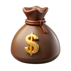 Poster - 3d render of brown moneybag with golden dollar sign symbolizing wealth and financial success isolated on a background