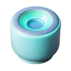 Poster - Abstract turquoise and blue speaker with glowing accent light on background high resolution 3d rendered illustration for technology concepts and designs