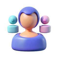 Poster - Cartoonish 3d people icon for social media and team building or corporate concepts with gender inclusivity on background