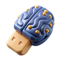 Poster - Data storage brain concept representing memory and knowledge combined with computer technology usb drive flash drive on background