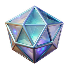 Poster - Icosahedron geometric shape transparent iridescent futuristic low poly style digital art isolated on background high resolution 3d rendered illustration