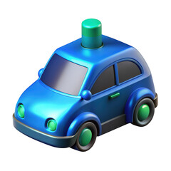Poster - Isometric cartoon toy car illustration shiny blue vehicle isolated on background 3d rendered design concept for kids play and transportation