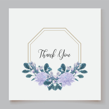 WEDDING INVITATION FRAME WITH FLOWER DECORATIONS AND FRESH LEAVES