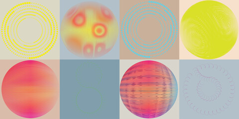 Fototapete - Lines and dots in Circle Form .Rotate rounded shape Vector .Rotating dots form a circle .Rotating and linear design element . Various lines forming round shape . Abstract Geometric line art .
