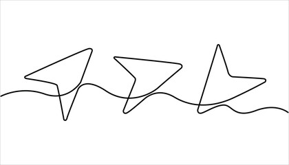 Fototapete - Continuous drawing of cursor arrow. One line icon of cursor arrow. continuous line art drawing style. Single continuous line drawing cursor arrow vector illustration.