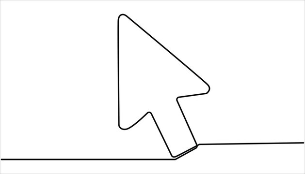 Continuous drawing of cursor arrow. One line icon of cursor arrow. continuous line art drawing style. Single continuous line drawing cursor arrow vector illustration.