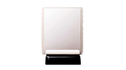 Wall Mural - blank white perforated paper template with curled scroll, cut out transparent