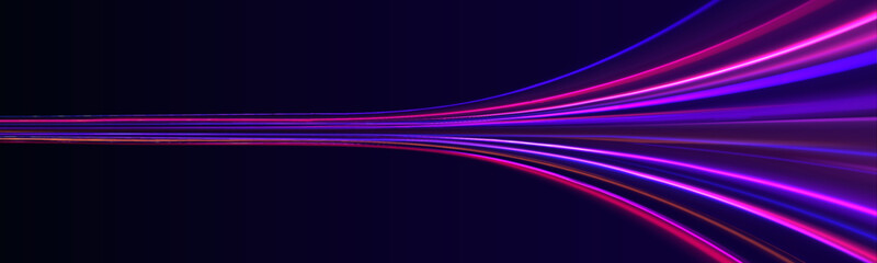 Wall Mural - high-speed light line in the form of a road and a highway in a night city. vortex streams of neon li