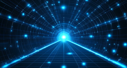 Wall Mural - Digital Tunnel Towards a Brighter Future