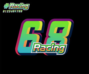 Leinwandbilder - racing numbers 68 with 3d effect for racing, sports, jersey, esports