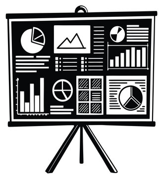 Black and white vector icons set for web design with computer and business signs