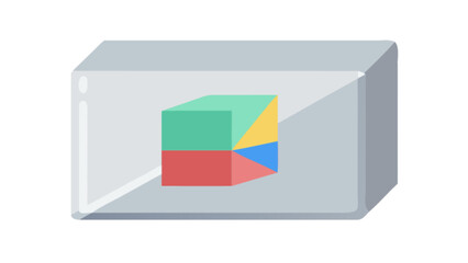 Poster - Isometric colorful cube inside transparent box vector illustration for graphic design and creative projects