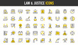 © Picvault - Set of Law and Justice vector stroke icons. such as search, glass illustration.