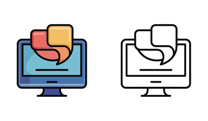 Fototapete - Computer screen with Speech Bubbles Icons Communication Concept Visualization Illustration