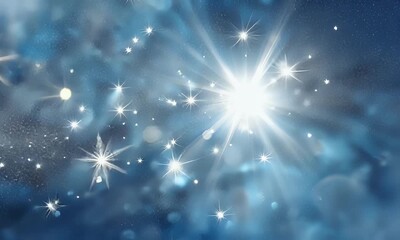 Wall Mural - Bright Blue Starry Night Sky Background with Glimmering Sparkles and Shining Lights Dynamic Holiday Celebration Festive Winter Design