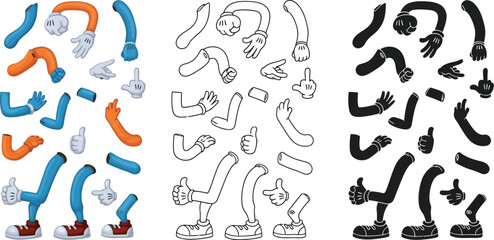 Poster - Cartoon character arm legs vector design asset illustration graphic element set
