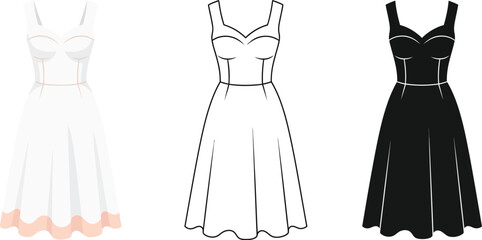 Poster - Shop elegant swing dress vector illustration vintage fashion style clothing design