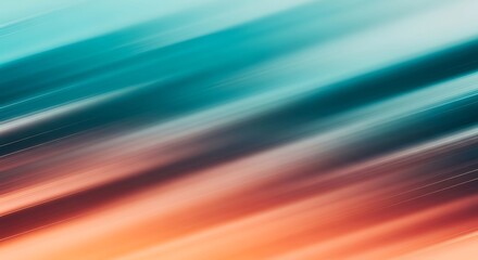 Poster - Abstract background with turquoise and orange blurred diagonal lines motion