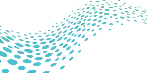 Poster - Abstract wave pattern background design with turquoise dots for modern templates