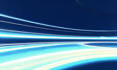 Wall Mural - dynamic blue light lines abstract motion background video loop: glowing curves and technology design