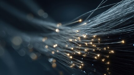 Aufkleber - Fiber optic cables transmitting data with plasma energy visibly radiating around the hot tips, creating a futuristic and technological atmosphere