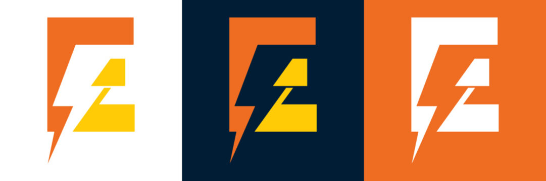 Electricity Letter E Logo Vector Design for Lightning Bolt initials, company, technology and symbol