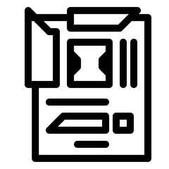 Fototapete - Motherboard icon. PC hardware component. Outline style. 48x48 px