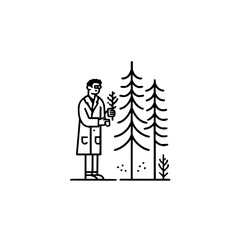 Poster - Biotechnology research and development scientist analyzing tree genetics for tech innovation project