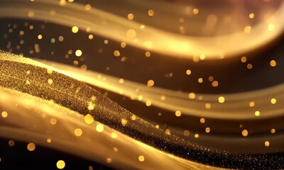 Wall Mural - golden glitter waves on dark background seamless loop animation with shimmering particles and elegan
