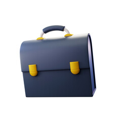 Poster - Sleek 3D Render of a Dark Blue Briefcase with Yellow Accents, Modern Business Style, Professional Mood.