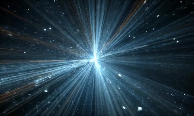 Wall Mural - intense blue light rays bursting from center in dark space background dynamic motion graphics seamle