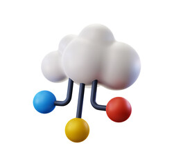 Poster - Abstract 3D Render: Cloud Computing Network,  Modern Style, Bright Color Palette