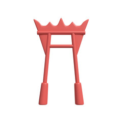 Poster - Stylized Coral 3D Render of a Traditional Asian Archway, Minimalist Design, Isolated on Black Background