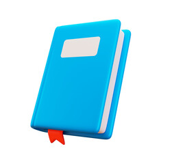Poster - Vibrant Blue 3D Rendered Book with Red Bookmark, Modern Minimalist Style, Clean Design