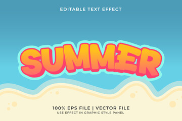 Poster - 3D Summer Holiday Editable Vector Text Effect