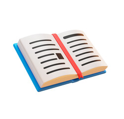 Poster - 3D Render of Open Book with Red Bookmark, Blue Cover, Clean Style